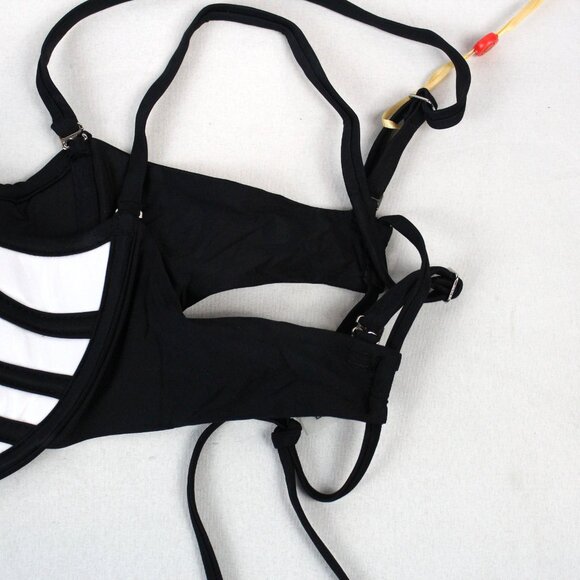God Save Queens Allure Pearl Bikini Top in White & Black - Size Large - NWT - Picture 5 of 8